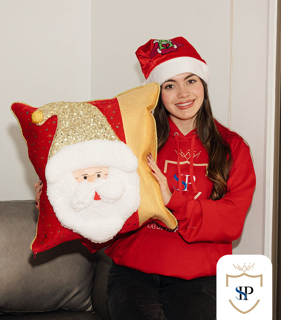 COJIN NAVIDEÑO CARA PAPA NOEL ROJO
