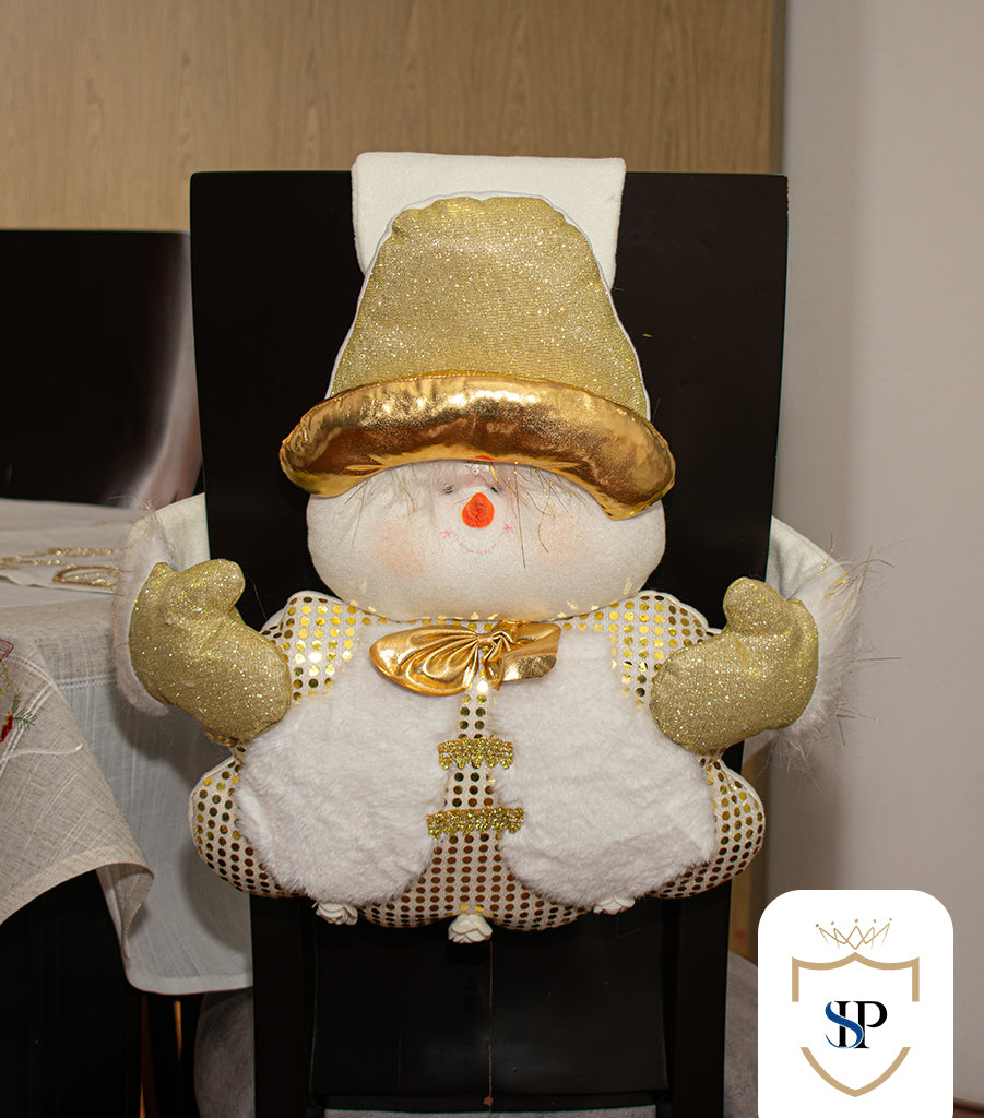 Juego de Espaldar De Silla Diseño Navideño DORADO PEQUEÑO X6 UNIDADES