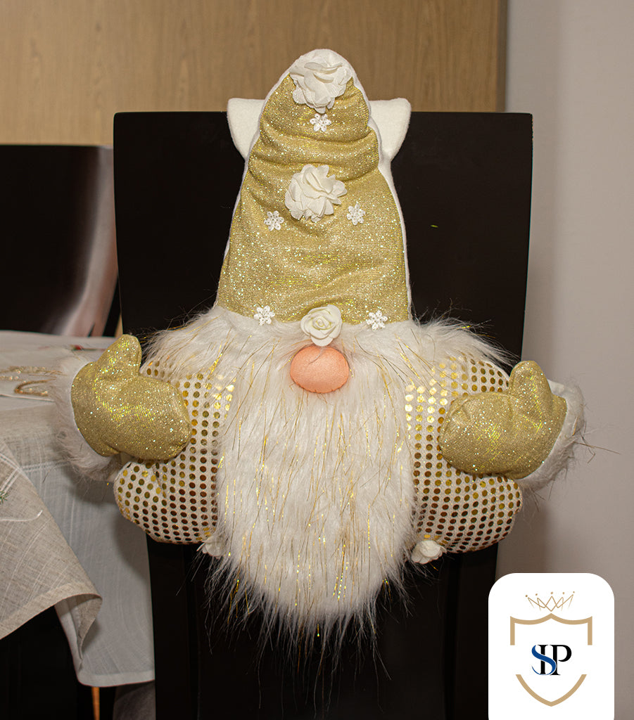 Juego de Espaldar De Silla Diseño Navideño DORADO PEQUEÑO X6 UNIDADES