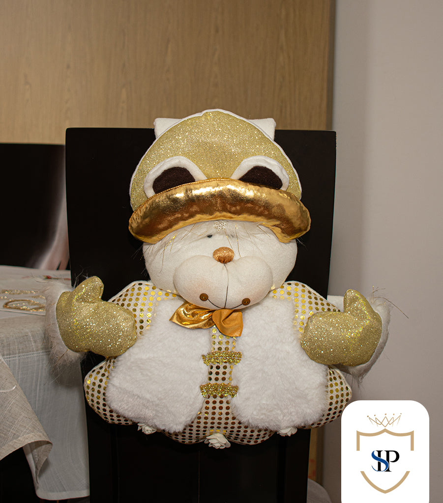 Juego de Espaldar De Silla Diseño Navideño DORADO PEQUEÑO X6 UNIDADES