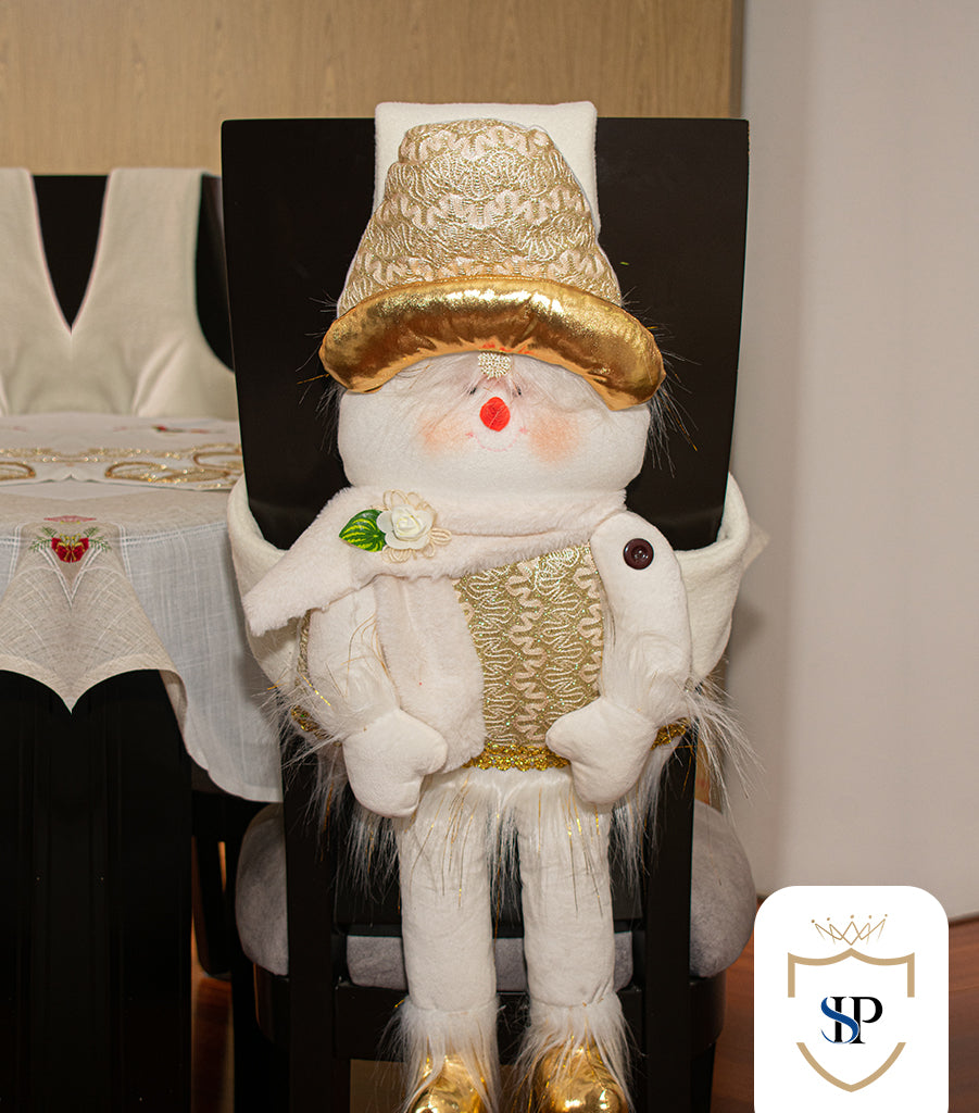 Juego de Espaldar De Silla Diseño Navideño DORADO X6 UNIDADES