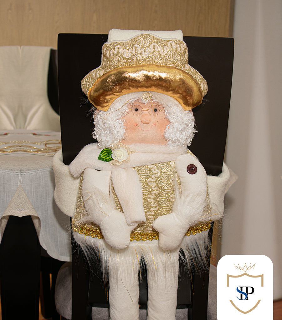 Juego de Espaldar De Silla Diseño Navideño DORADO X6 UNIDADES