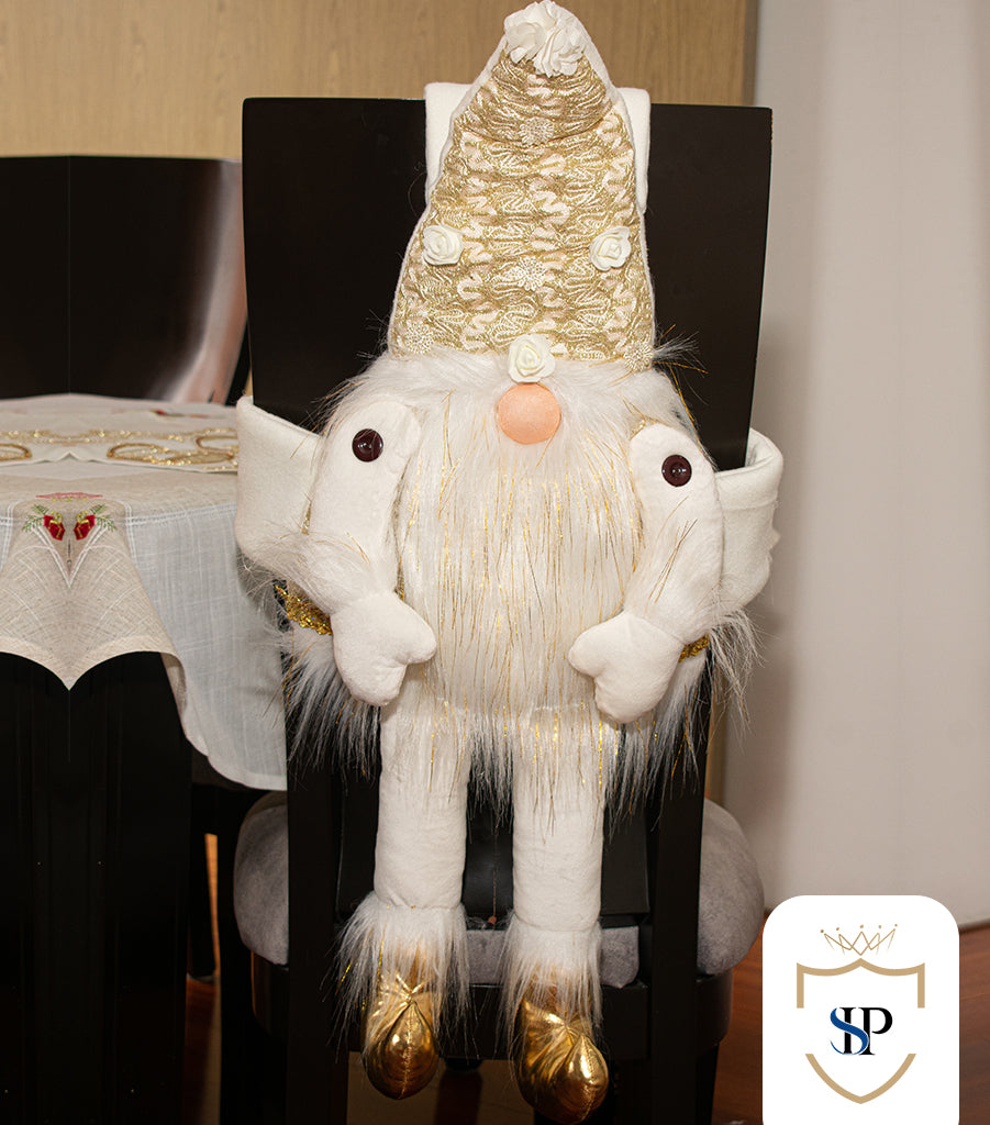 Juego de Espaldar De Silla Diseño Navideño DORADO X6 UNIDADES