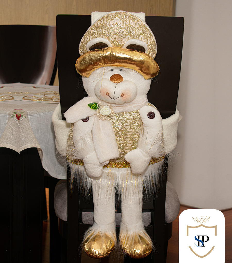 Juego de Espaldar De Silla Diseño Navideño DORADO X6 UNIDADES