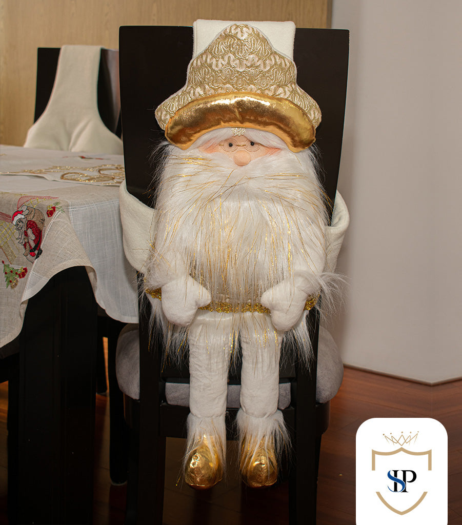 Juego de Espaldar De Silla Diseño Navideño DORADO X6 UNIDADES