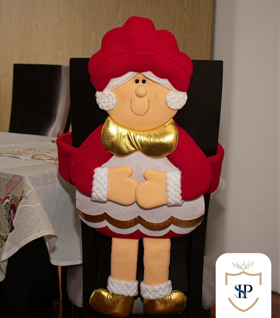 Juego de Espaldar De Silla Diseño Navideño NEGRO ROJO X6 UNIDADES