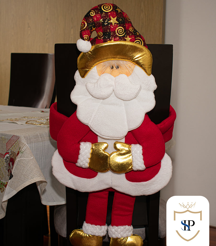 Juego de Espaldar De Silla Diseño Navideño NEGRO ROJO X6 UNIDADES