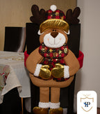 Juego de Espaldar De Silla Diseño Navideño NEGRO ROJO X6 UNIDADES