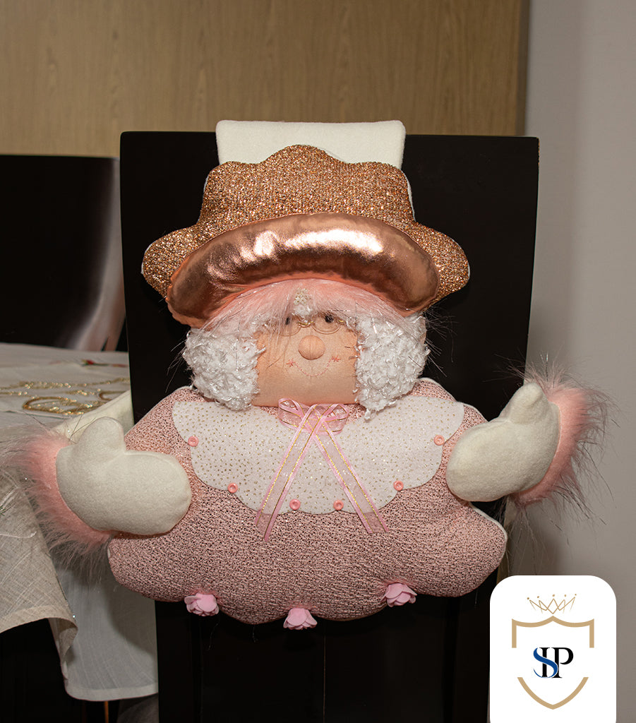 Juego de Espaldar De Silla Diseño Navideño ORO ROSA X6 UNIDADES