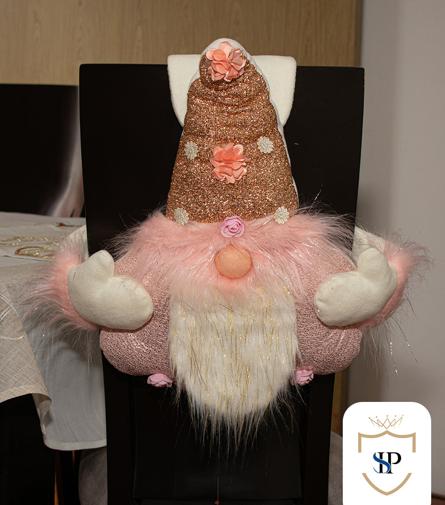 Juego de Espaldar De Silla Diseño Navideño ORO ROSA X6 UNIDADES