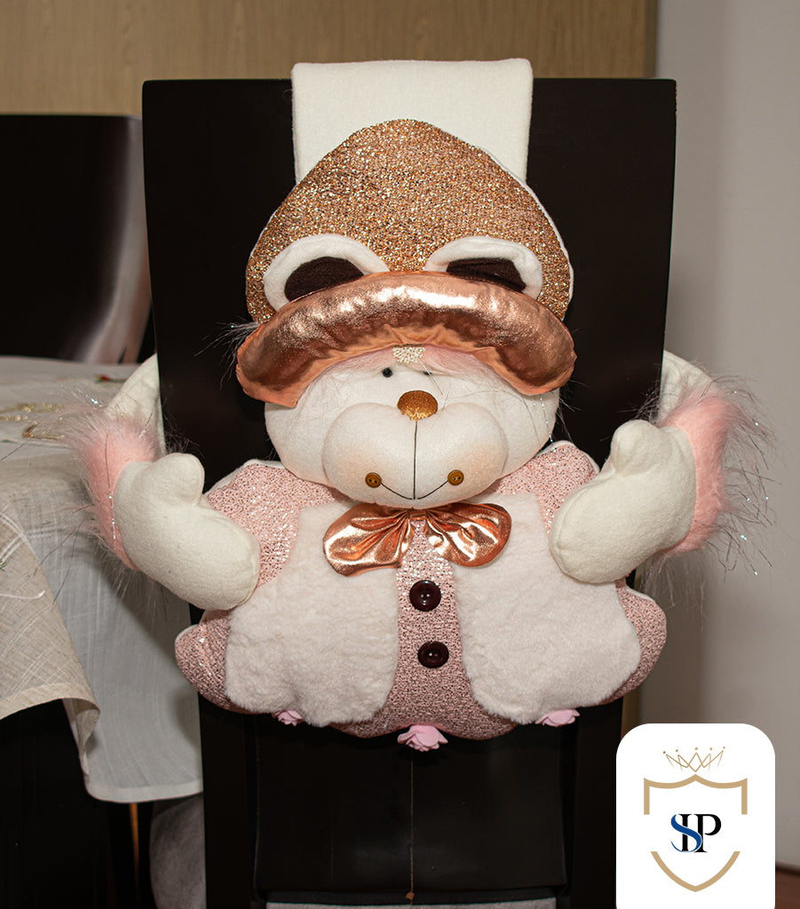 Juego de Espaldar De Silla Diseño Navideño ORO ROSA X6 UNIDADES