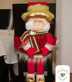 Juego de Espaldar De Silla Diseño Navideño ROJO DORADO X6 UNIDADES