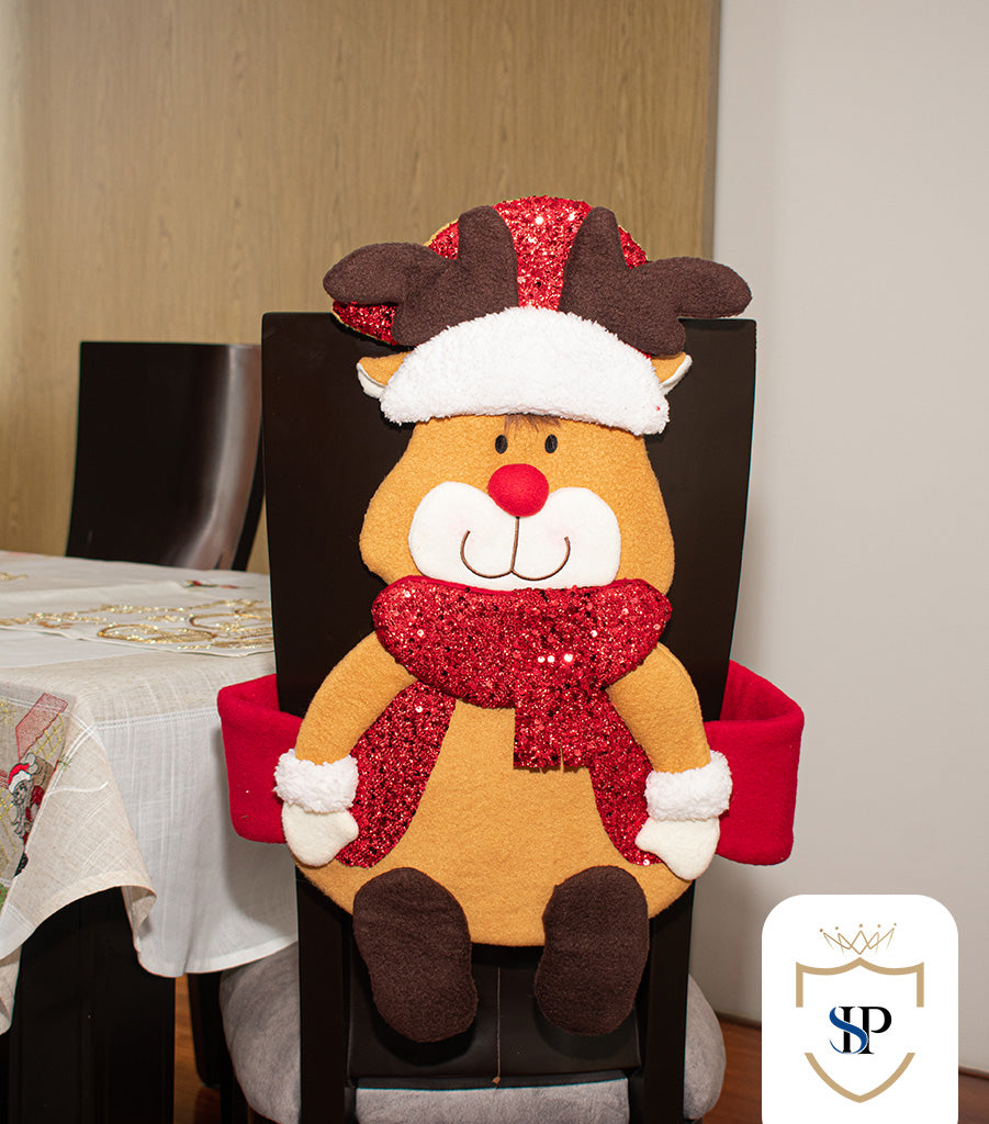 Juego de Espaldar De Silla Diseño Navideño ROJO X6 UNIDADES