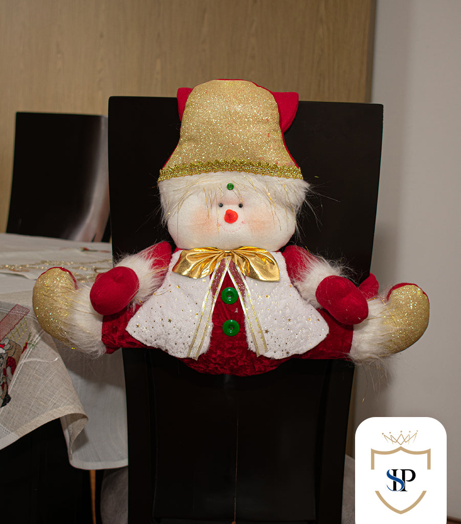 Juego de Espaldar De Silla Diseño Navideño ROJO DORADO PEQUEÑO X6 UNIDADES