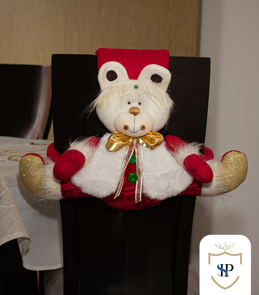 Juego de Espaldar De Silla Diseño Navideño ROJO DORADO PEQUEÑO X6 UNIDADES