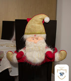 Juego de Espaldar De Silla Diseño Navideño ROJO DORADO PEQUEÑO X6 UNIDADES