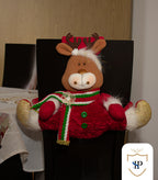 Juego de Espaldar De Silla Diseño Navideño ROJO DORADO PEQUEÑO X6 UNIDADES