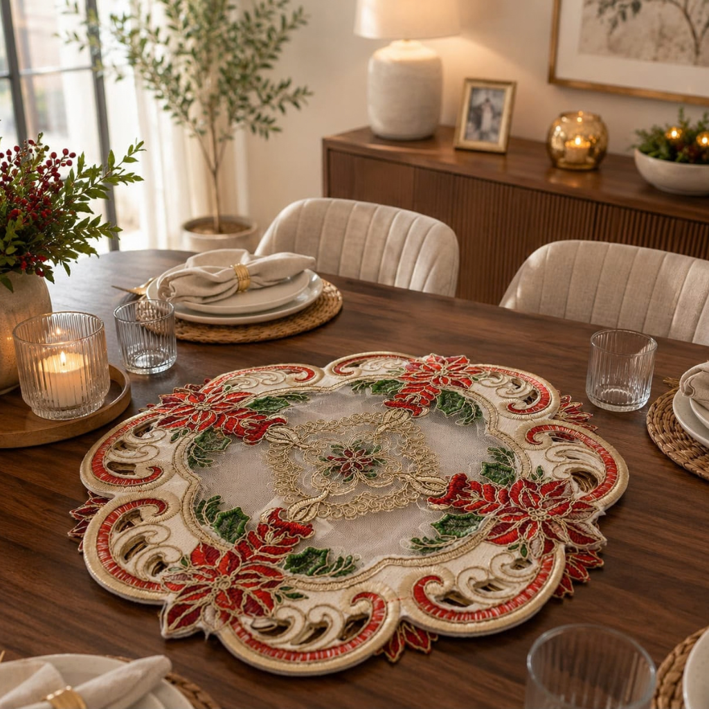 Centro de Mesa Navideño Bordado - Multidiseño