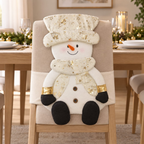 Espaldar Decorativo Navideño para Silla -  Blanco y Dorado