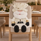 Espaldar Decorativo Navideño para Silla -  Blanco y Dorado