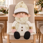 Espaldar Decorativo Navideño para Silla -  Blanco y Dorado