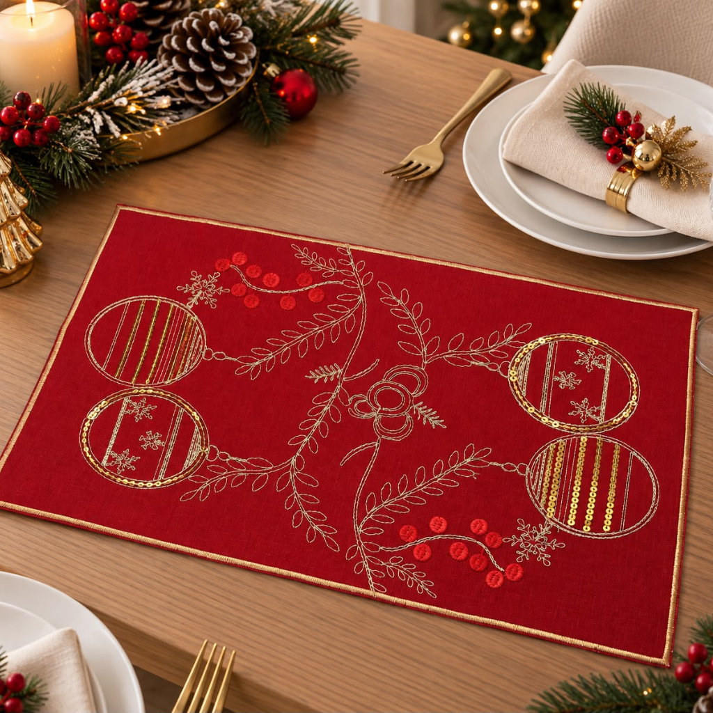 Set de 6 Individuales Navideños Bordados - Multidiseño