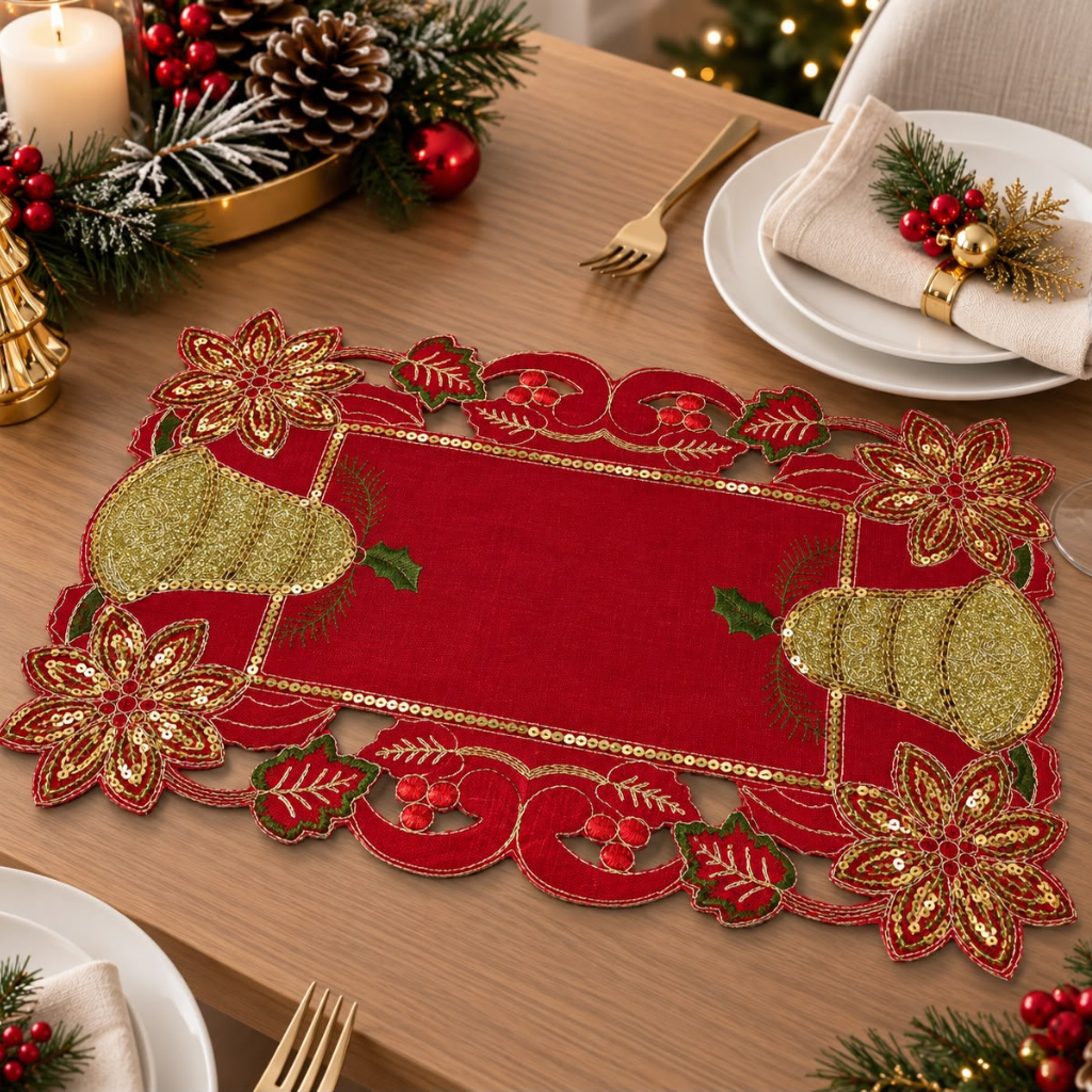 Set de 6 Individuales Navideños Bordados - Multidiseño