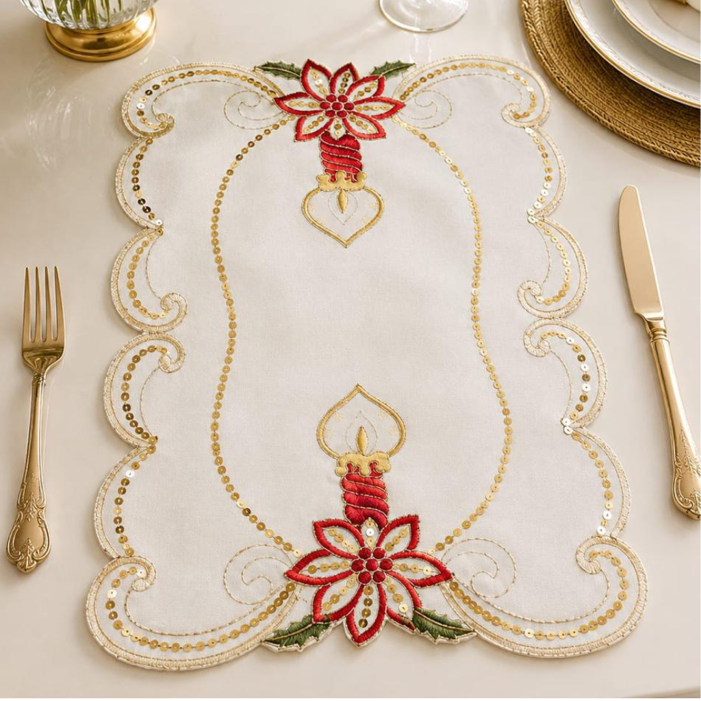 Set de 6 Individuales Navideños Bordados - Multidiseño