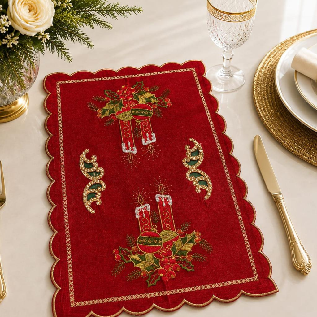 Set de 6 Individuales Navideños Bordados - Multidiseño