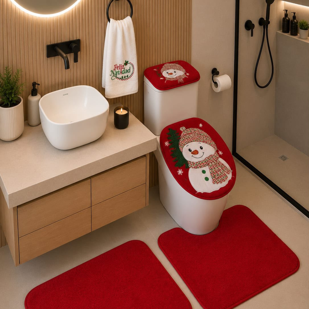 Juego de Baño Navideño Decorativo - con toalla