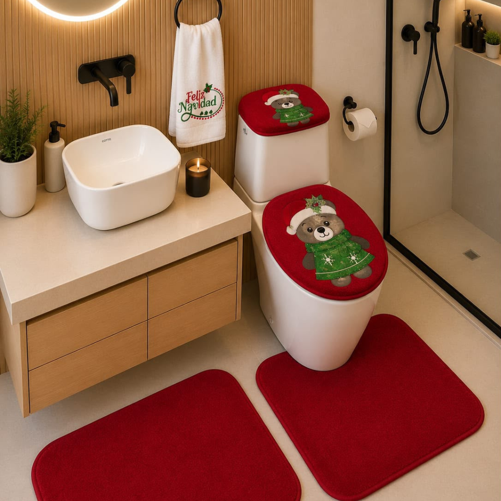 Juego de Baño Navideño Decorativo - con toalla