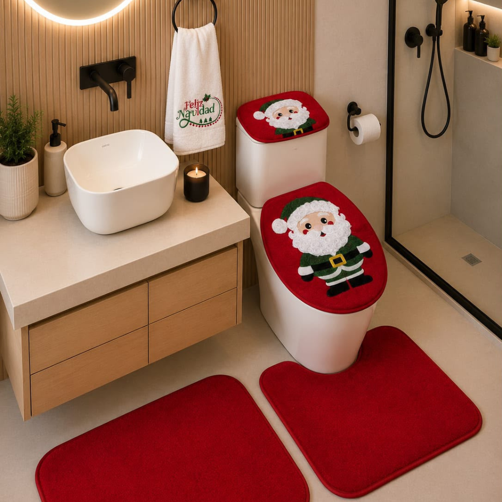 Juego de Baño Navideño Decorativo - con toalla