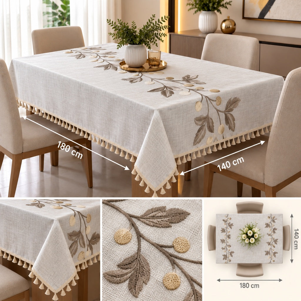 Mantel Decorativo Beige Bordado
