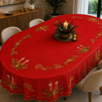 Mantel Navideño Decorativo Rojo y Dorado - Multidiseño