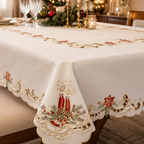 Mantel Navideño Decorativo Rojo y Dorado - Multidiseño