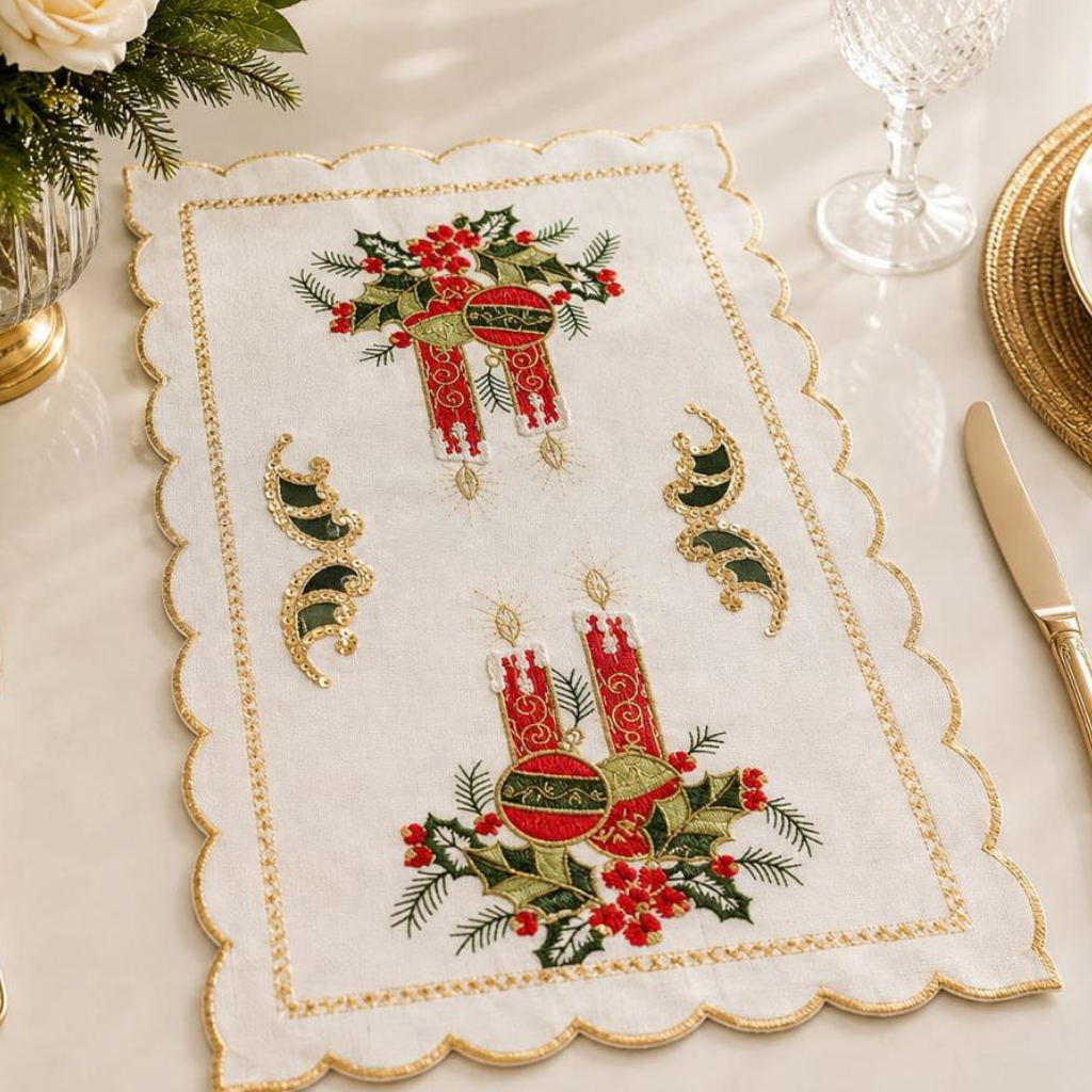 Set de 6 Individuales Navideños Bordados - Multidiseño