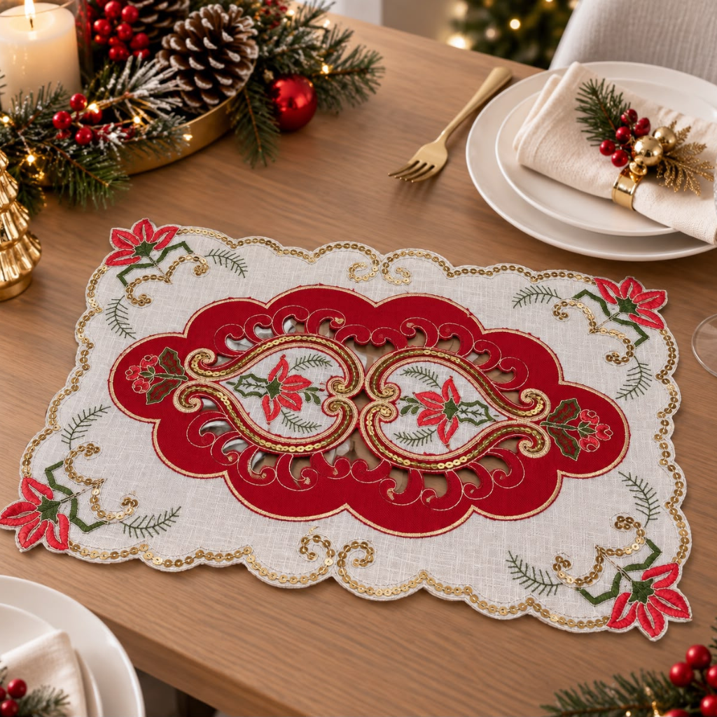 Set de 6 Individuales Navideños Bordados - Multidiseño