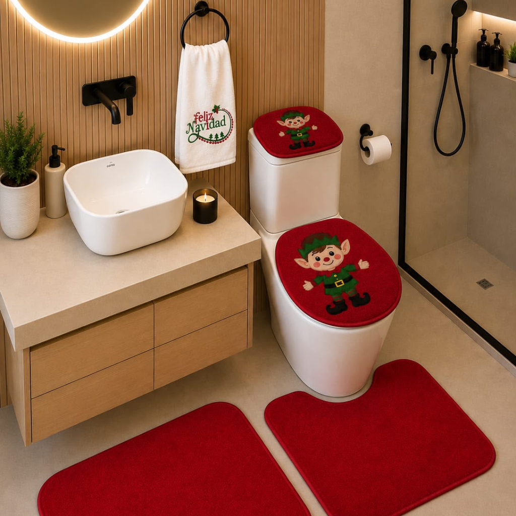 Juego de Baño Navideño Decorativo - con toalla